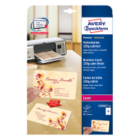 Avery zweckform C32025-25 cartes de visite 85 x 54 mm (250 pièces) - blanc satiné 212785