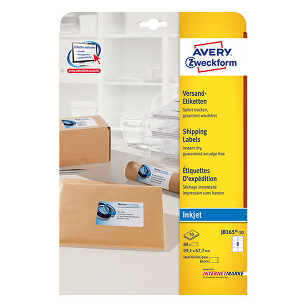 Avery zweckform J8165-10 étiquettes adresse 99,1 x 67,7 mm (80 pièces) 212627 - 1