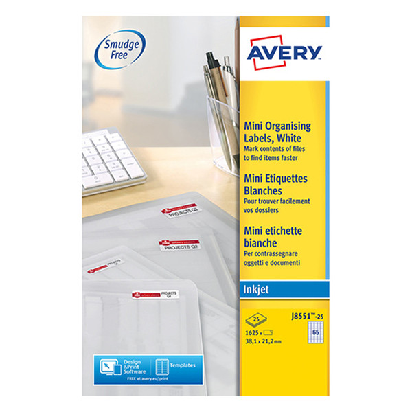 Avery zweckform J8551-25 étiquettes mini transparentes 38,1 x 21,2 mm (1625 pièces) 212638 - 1