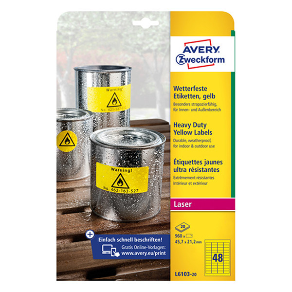 Avery zweckform L6103-20 étiquettes étanches 45,7 mm x 21,2 mm (960 pièces) 212698 - 1