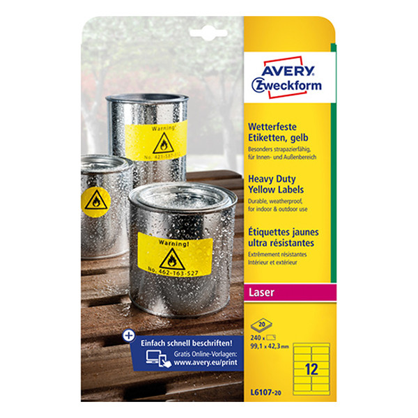 Avery zweckform L6107-20 étiquettes étanches 99,1 mm x 42,3 mm (240 pièces) 212700 - 1