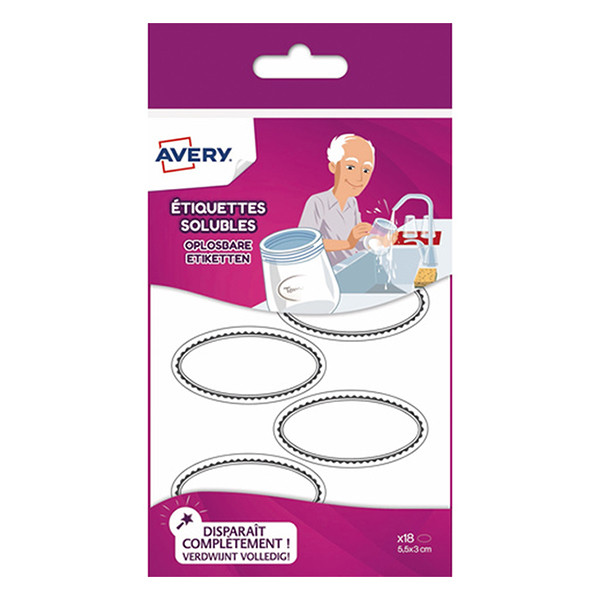Avery zweckform SOLUB18 étiquettes solubles ovales 55 x 30 mm (18 pièces) 212697 - 1