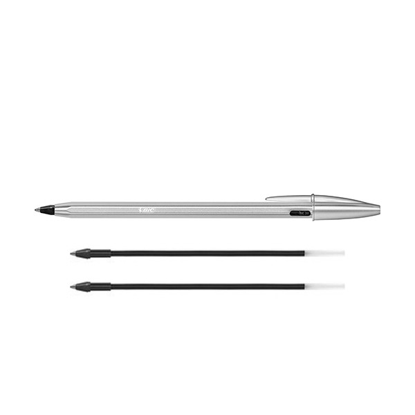 BIC Cristal Re'New stylo à bille + 2 recharges - noir 240426 - 1