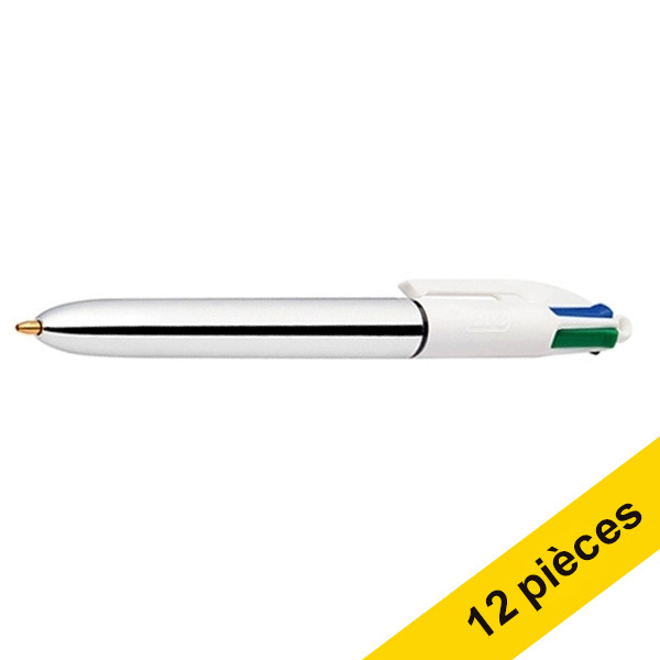 Offre : 12x BIC 4 Colours Shine stylo à bille - argent 240026 - 1