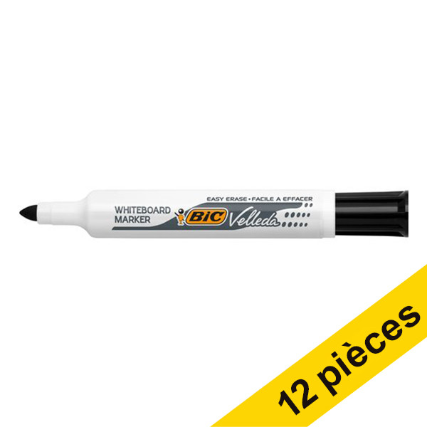 Offre : 12x BIC Velleda 1711 marqueur pour tableau blanc (0,6 mm ogive) - noir 240453 - 1