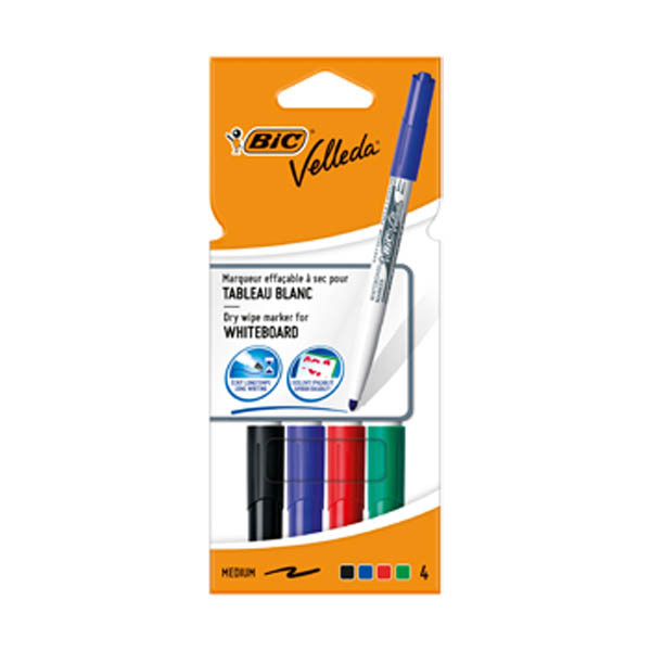 BIC Velleda 1741 marqueur pour tableau blanc assorti 4 pièces (1,4 mm ogive) 240472 - 1