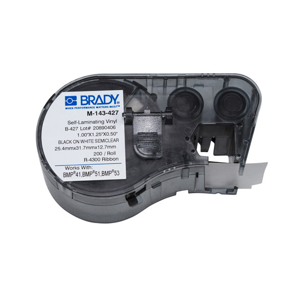 Brady M-143-427 étiquettes en vinyle laminé 25,4 mm x 31,7 mm x 12,7 mm (d'origine) 146122 - 1