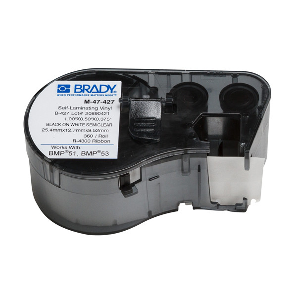 Brady M-47-427 étiquettes en vinyle laminé 25,4 mm x 12,7 mm x 9,52 mm (d'origine) 146094 - 1