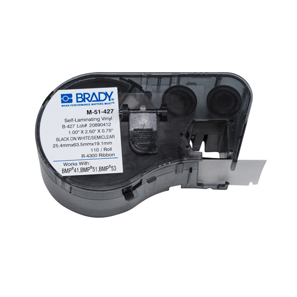 Brady M-51-427 étiquettes en vinyle laminé 25,4 mm x 63,5 mm x 19,1 mm (d'origine) 146118 - 1
