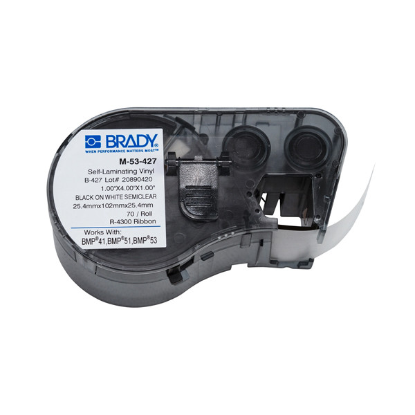 Brady M-53-427 étiquettes en vinyle laminé 25,4 mm x 102 mm x 25,4 mm (d'origine) 146034 - 1