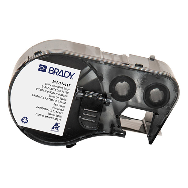 Brady M4-11-427 étiquettes en vinyle laminé 19,05 mm x 12,7 mm x 9,53 mm (d'origine) - noir sur blanc/transparent 148150 - 1