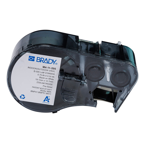 Brady M4-11-595 étiquettes en vinyle 19,05 mm x 12,70 mm (d'origine) - noir sur blanc 147964 - 1