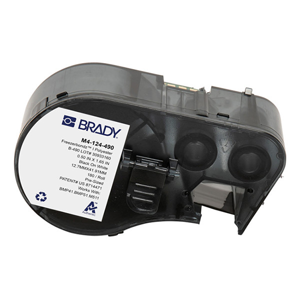 Brady M4-124-490 Freezerbondz étiquettes en polyester 12,7 mm x 41,91 mm (d'origine) - noir sur blanc 148296 - 1