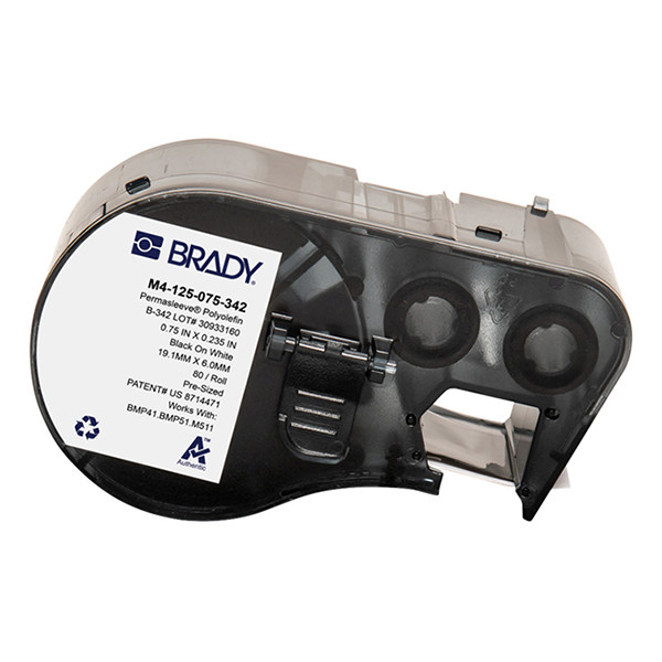 Brady M4-125-075-342 ruban pour gaine thermorétractable 19,05 mm x 6,00 mm (d'origine) - noir sur blanc 148324 - 1