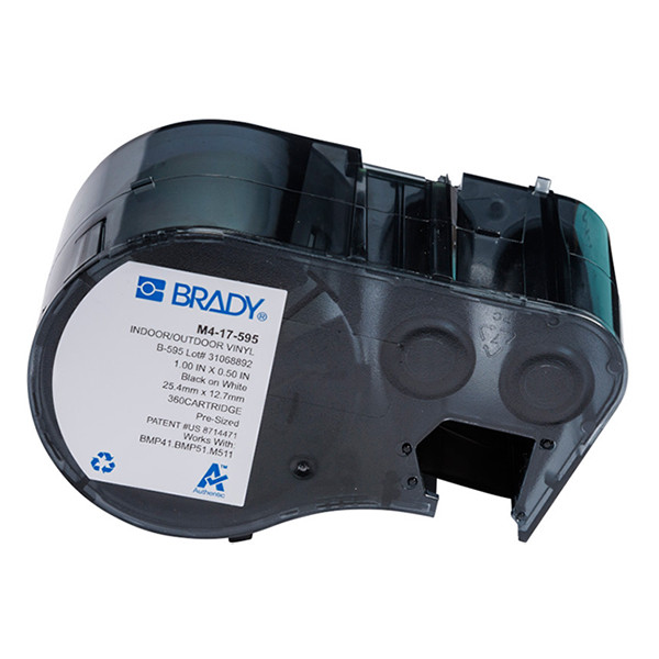 Brady M4-17-595 étiquettes en vinyle 25,40 mm x 12,70 mm (d'origine) - noir sur blanc 147957 - 1