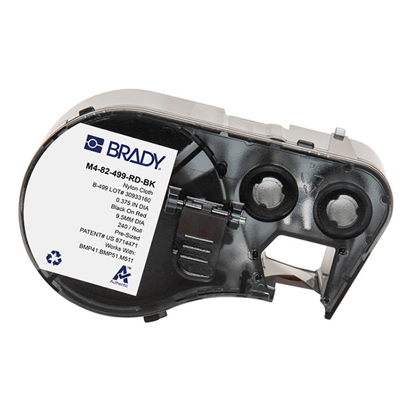 Brady M4-82-499-RD-BK étiquettes en tissu nylon Ø 9,53 mm (d'origine) - noir sur rouge 148370 - 1