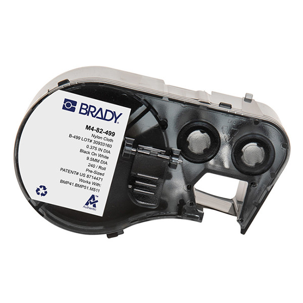 Brady M4-82-499 étiquettes en tissu nylon Ø 9,53 mm (d'origine) - noir sur blanc 148250 - 1