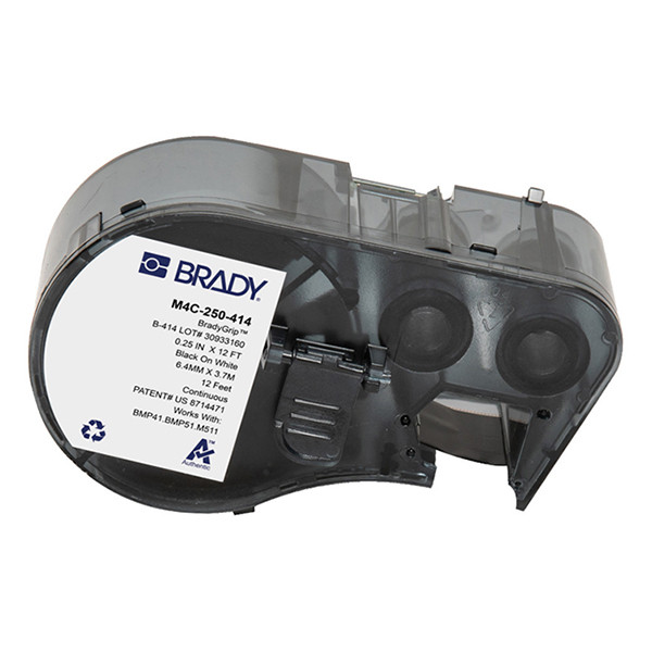 Brady M4C-250-414 étiquettes à crochets en polyester 6,35 mm x 3,66 m (d'origine) - noir sur blanc 147942 - 1