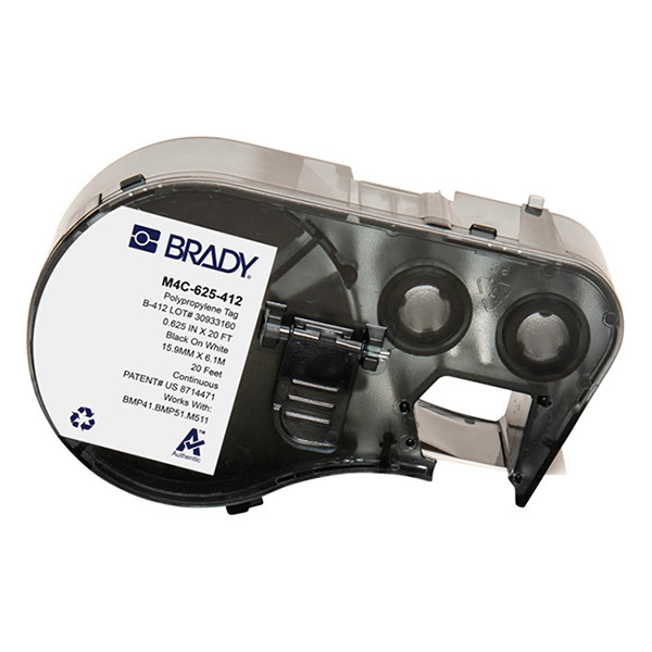 Brady M4C-625-412 étiquettes continues en polypropylène 15,88 mm x 6,10 m (d'origine)- noir sur blanc 147960 - 1