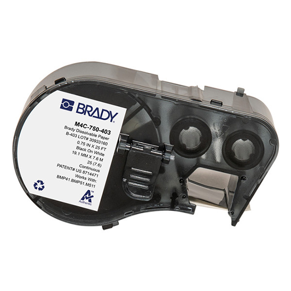 Brady M4C-750-403 ruban papier 19,05 mm x 7,62 m (d'origine) - noir sur transparent 148328 - 1