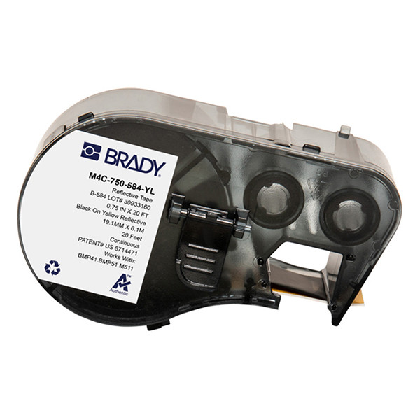 Brady M4C-750-584-YL étiquettes réfléchissantes 19,05 mm x 6,10 m (d'origine) - noir sur jaune 147967 - 1
