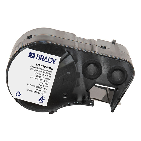 Brady M5-118-7425 étiquettes en polypropylène 9,53 mm x 25,4 mm (d'origine) - noir sur blanc 148388 - 1