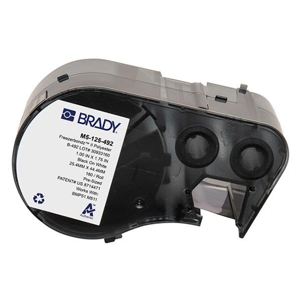 Brady M5-125-492 étiquettes en polyester FreezerBondz 25,4 mm x 44,45 mm (d'origine) - noir sur blanc 148344 - 1