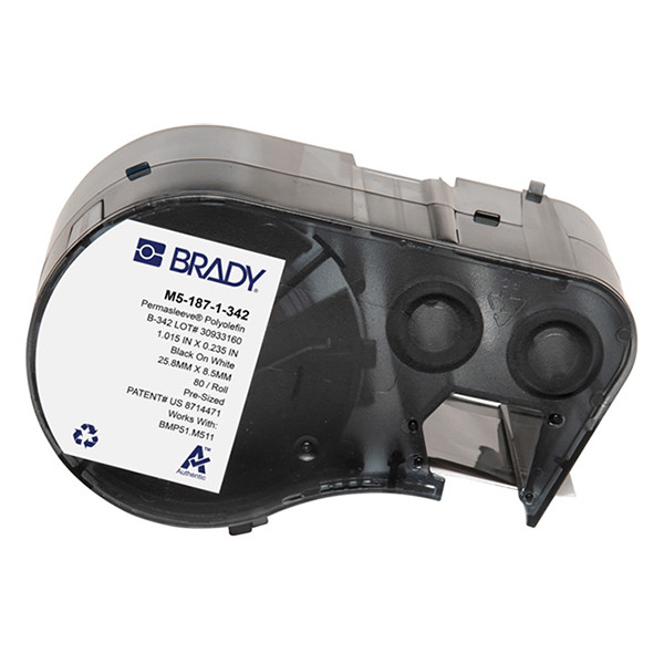 Brady M5-187-1-342 étiquette gaine thermorétractable 8,50 mm x 25,78 mm (d'origine) - noir sur blanc 148168 - 1