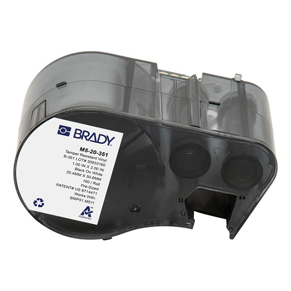 Brady M5-20-351 étiquettes en vinyle 25,4 mm x 50,8 mm (d'origine) - noir sur blanc 148398 - 1