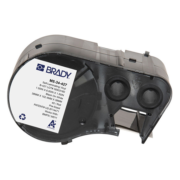Brady M5-34-427 étiquettes en vinyle laminé 38,10 mm x 152,40 mm (d'origine) - noir sur blanc 147996 - 1