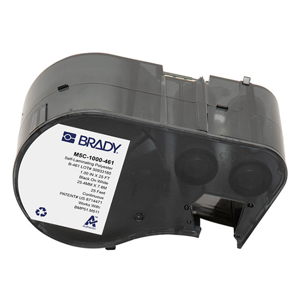 Brady M5C-1000-461 étiquettes en polyester laminé 25,4 mm x 7,62 m (d'origine) - noir sur blanc 148412 - 1