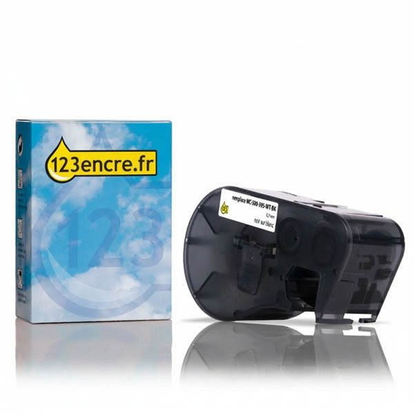 Brady MC-500-595-WT-BK ruban vinyle 12,7 mm x 7,62 m (marque 123encre) - noir sur blanc 147047 - 1