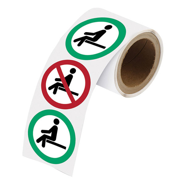 Brady autocollants d'avertissement rouleau interdit de s'asseoir/s'asseoir ici (250 autocollants) 147910 - 1