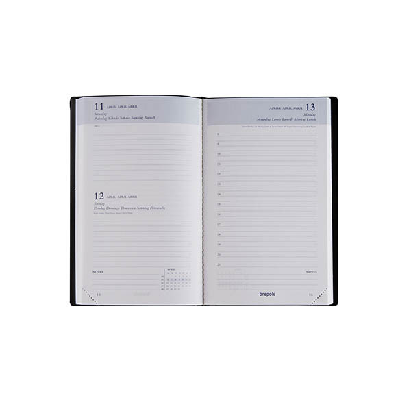 Brepols Agenda Breform Seta 2027 agenda journalier avec horaires (1 jour par page) 6 langues - bleu 440267 - 2