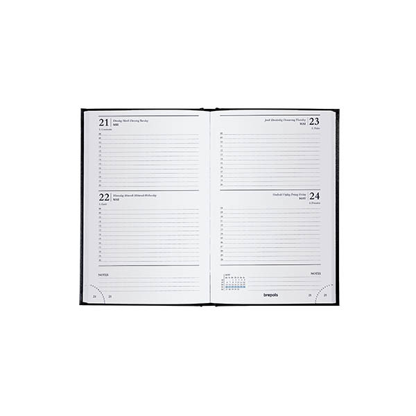 Brepols Agenda Saturnus Lima 2027 agenda journalier avec horaires (2 jours par page) 4 langues - noir 440260 - 2