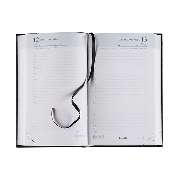 Brepols Brefix Lima agenda journalier avec répartition par demi-heure 2026 (1 jour par page) 6 langues - bleu 262426 - 2