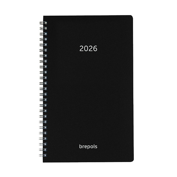 Brepols Breform Polyprop agenda journalier 2026 avec répartition par heure (1 jour par page) 6 langues - noir 262443 - 1