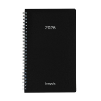 Brepols Breform Polyprop agenda journalier 2026 avec répartition par heure (1 jour par page) 6 langues - noir 262443