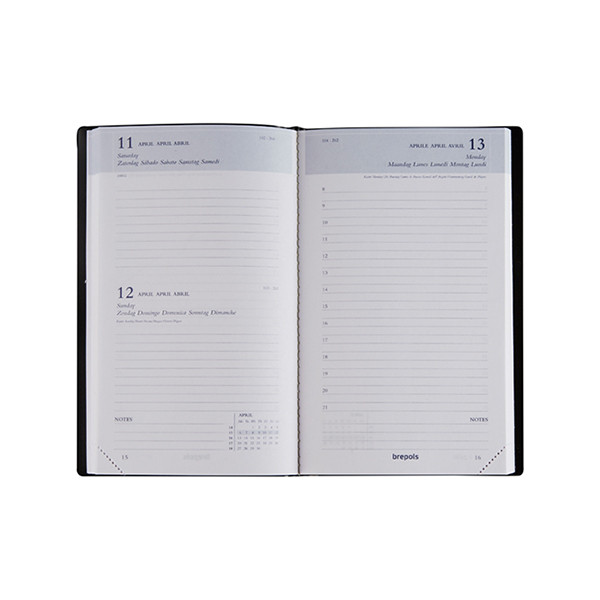 Brepols Breform Seta agenda journalier 2026 avec répartition par heure (1 jour par page) 6 langues - bleu 262442 - 2