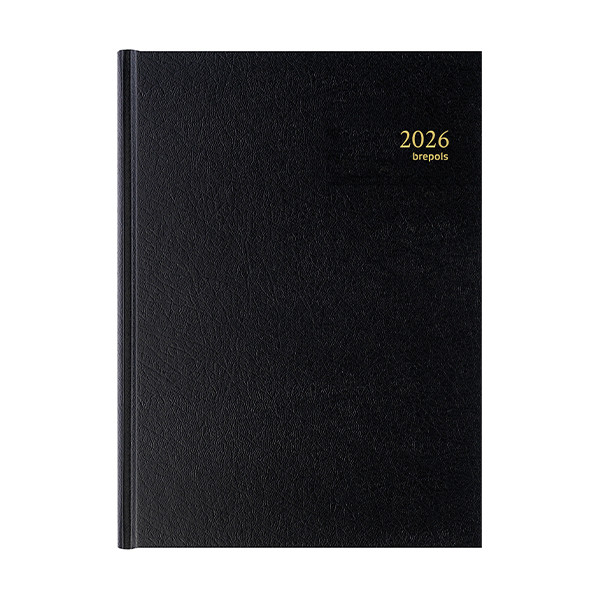 Brepols Bremax Santex agenda journalier 2026 avec répartition par quart d'heure (1 jour par 2 pages) 6 langues - noir 262402 - 1