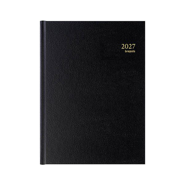 Brepols Bremax Santex agenda journalier 2027 avec répartition par quart d’heure (1 jour par page) 6 langues - noir 440198 - 1