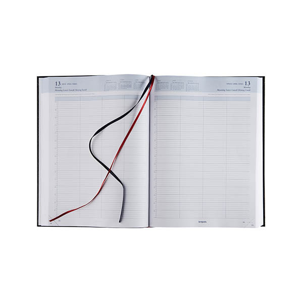 Brepols Bremax Santex agenda journalier 2027 avec répartition par quart d’heure (1 jour sur 2 pages) 6 langues - noir 440200 - 2
