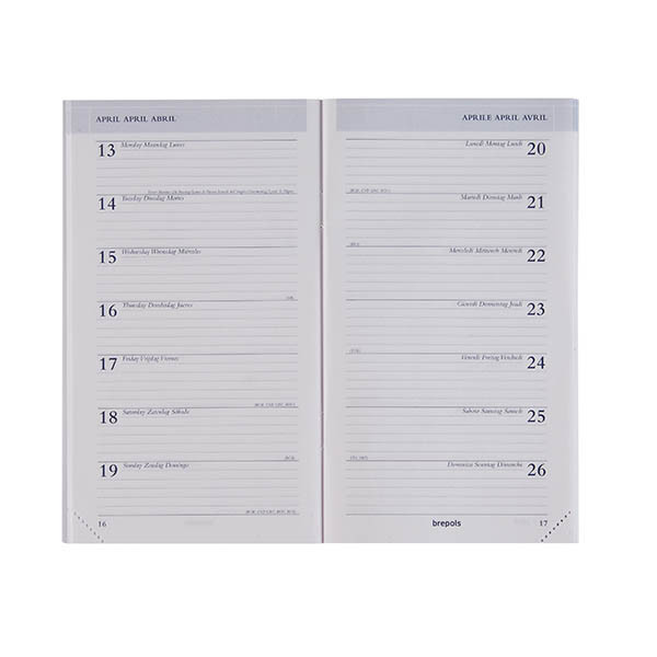 Brepols Breplan recharge pour agenda hebdomadaire 2027 (1 semaine par page) 6 langues 440327 - 1