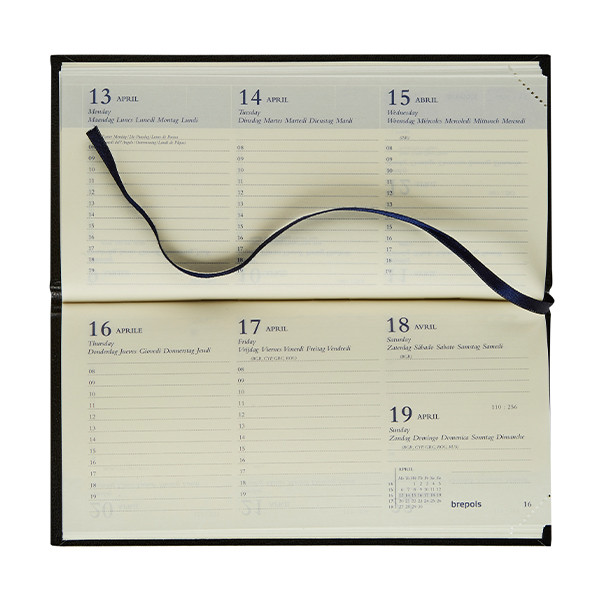 Breprint Lima agenda semainier avec horaires 2027 (1 semaine sur 2 pages) 6 langues - noir 440353 - 2
