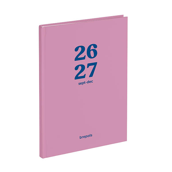 Brepols Bretime Coral 16 mois agenda semainier avec affichage par heure 2026-2027 (1 semaine par 2 pages) 6 langues - rose 440182 - 1