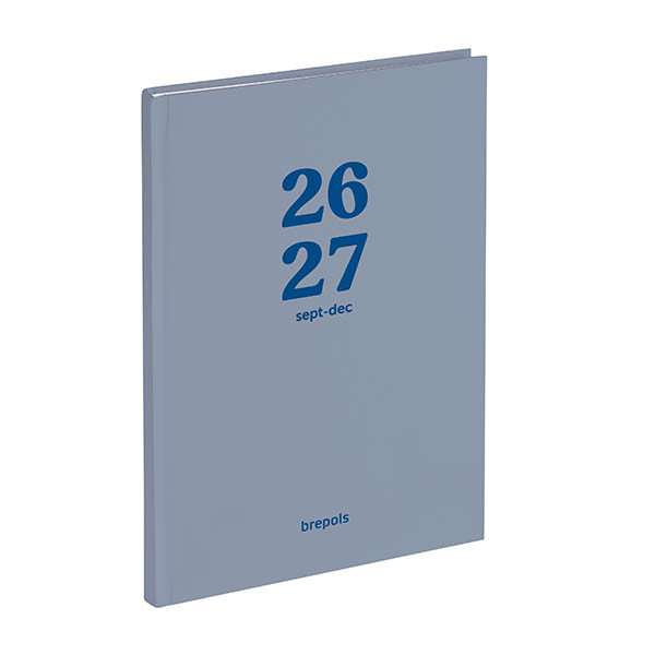 Brepols Bretime Coral agenda semainier 16 mois avec affichage par heure 2026-2027 (1 semaine par 2 pages) 6 langues - bleu gris 440181 - 1