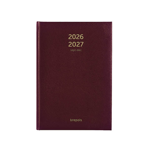 Brepols Bretime Lima 16 mois agenda semainier avec planning par heure 2026-2027 (1 semaine par 2 pages) 6 langues - bordeaux 440178 - 1