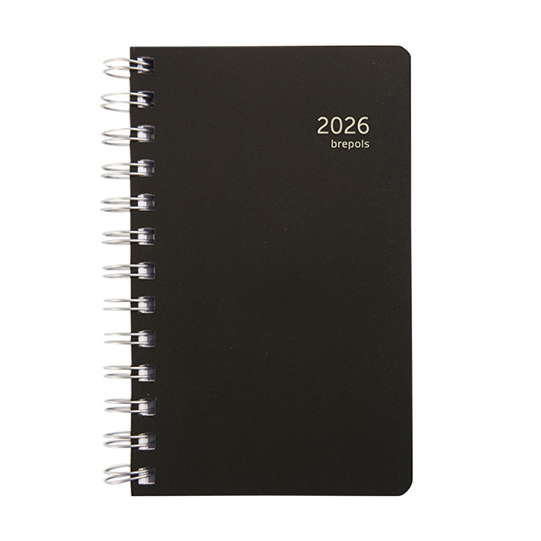 Brepols Building Recycled PP agenda journalier 2026 avec répartition par heure (1 jour par page) 6 langues - noir 262440 - 1