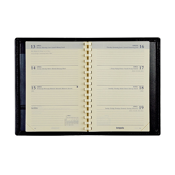 Brepols Delta Genova agenda semainier 2026 (1 semaine sur 2 pages) 6 langues - bleu 262509 - 2