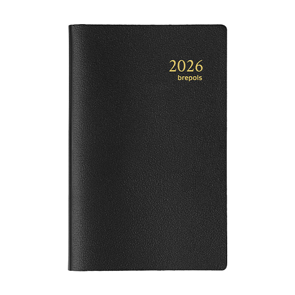 Brepols Delta Genova agenda semainier 2026 (1 semaine sur 2 pages) 6 langues - noir 262508 - 1